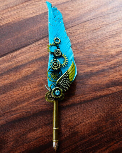 Kalligrafiakynä "Steampunk-tyylinen Eleganssi" Kalkkunan Sulalla - Käsintehty, 5 vaihtoehtoa valittavana, personointi kaiverruksella lahjaksi