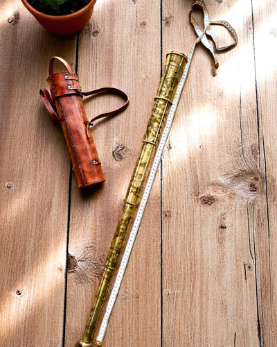 Luneta Królewska „Voyager 1818” – Ylellinen, Messinkinen, 83 cm, käsintehty, Aitoa Nahkaa oleva kotelo – Keräilyversio, personointi kaiverruksella lahjaksi