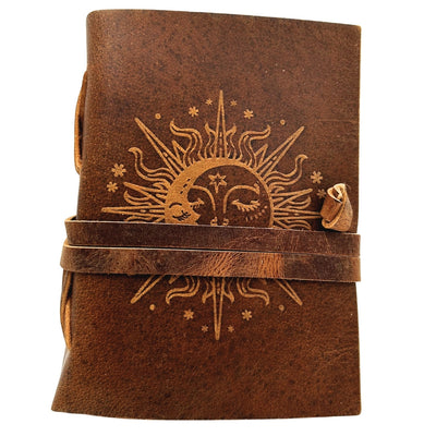 Notes Skórzany Vintage 200 stron - Słońce i Księżyc - Skóra bawola – H038
