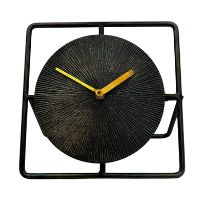 Elegancki Metalowy Zegar Okrągły 20 cm Czarno-Złoty – 4126