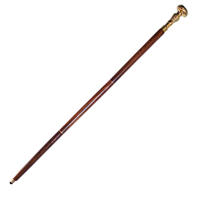 Elegantti taitettava kävelykeppi messinkisellä kahvalla - ruskea puinen keppi kaiverrusmahdollisuudella - täydellinen lahja senioreille retrotyylillä - maksimipituus 96 cm