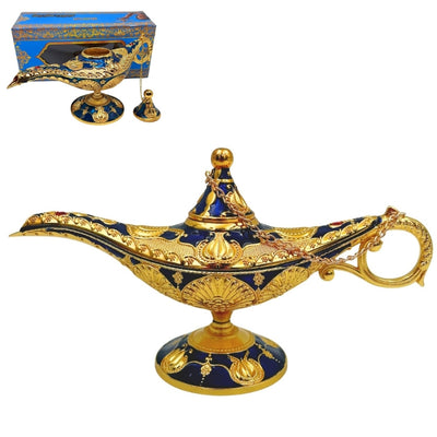 Alladinin LABB-lamppu, jossa on kullanväriset metallikoristeet, tummansininen, 22 x 7 x 11 cm