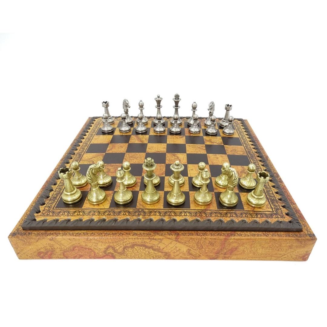 Ekskluzywne Metalowe Szachy Italfama 28x28 cm – N035