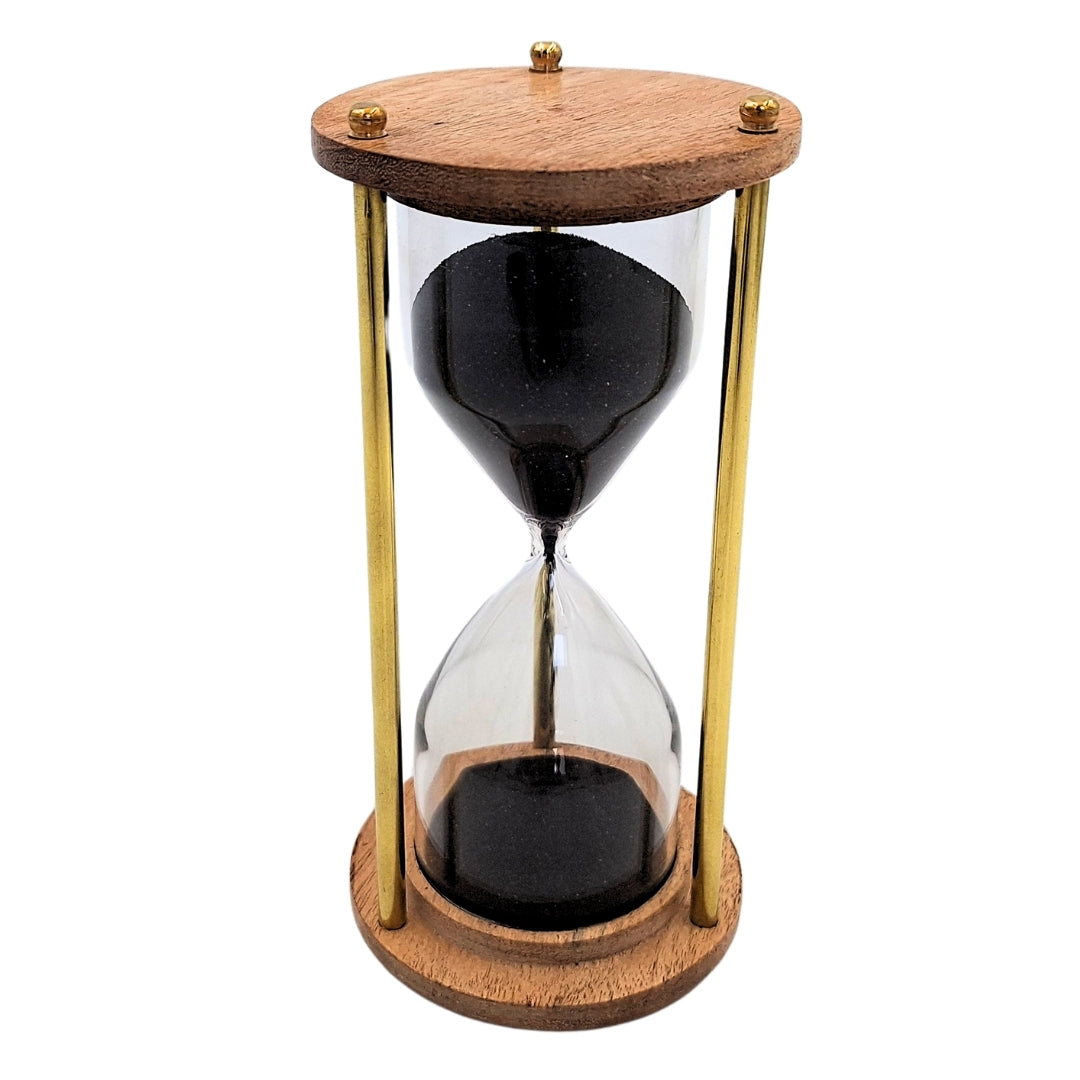 Klepsydra Mosiężno-Drewniana – 5 minut – Elegancka dekoracja retro – NC3012V