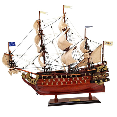 Koottu Soleil Royal -purjelaivamalli, 46 cm - käsintehty eksoottisesta puusta, kaiverruksella personoitavissa
