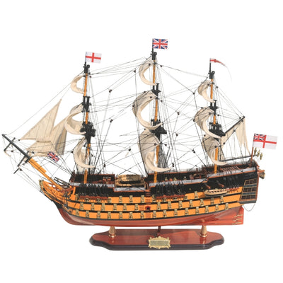 Koottu HMS Victory -purjelaivamalli, 80 cm, kaiverruksella personoitavissa - eksklusiivinen lahja- ja sisustusesine, käsintehty eksoottisesta puusta, korkealaatuinen ja viimeistelty yksityiskohtia myöten