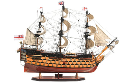 Koottu HMS Victory -purjelaivamalli, 80 cm, kaiverruksella personoitavissa - eksklusiivinen lahja- ja sisustusesine, käsintehty eksoottisesta puusta, korkealaatuinen ja viimeistelty yksityiskohtia myöten