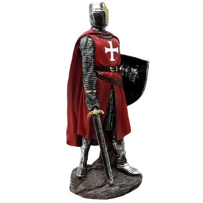 30 cm polyresiininen ristiretkiritarifiguuri, saatavana kaiverruspersonoinnilla