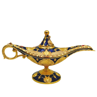 Alladinin LABB-lamppu, jossa on kullanväriset metallikoristeet, tummansininen, 22 x 7 x 11 cm