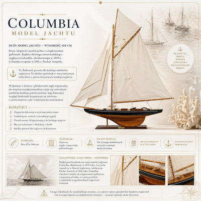 Duży model jachtu Columbia – Wysokość 104cm – COL