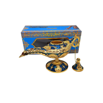 Alladinin LABB-lamppu, jossa on kullanväriset metallikoristeet, tummansininen, 22 x 7 x 11 cm