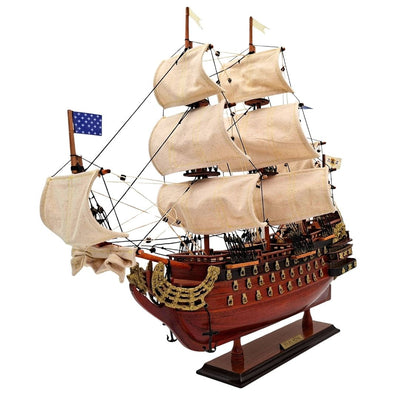 Koottu Soleil Royal -purjelaivamalli, 46 cm - käsintehty eksoottisesta puusta, kaiverruksella personoitavissa