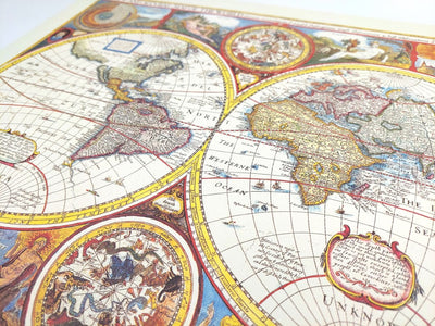 Mapa Świata Retro - 52 x 39 cm - John Speed 1651 rok - M1651