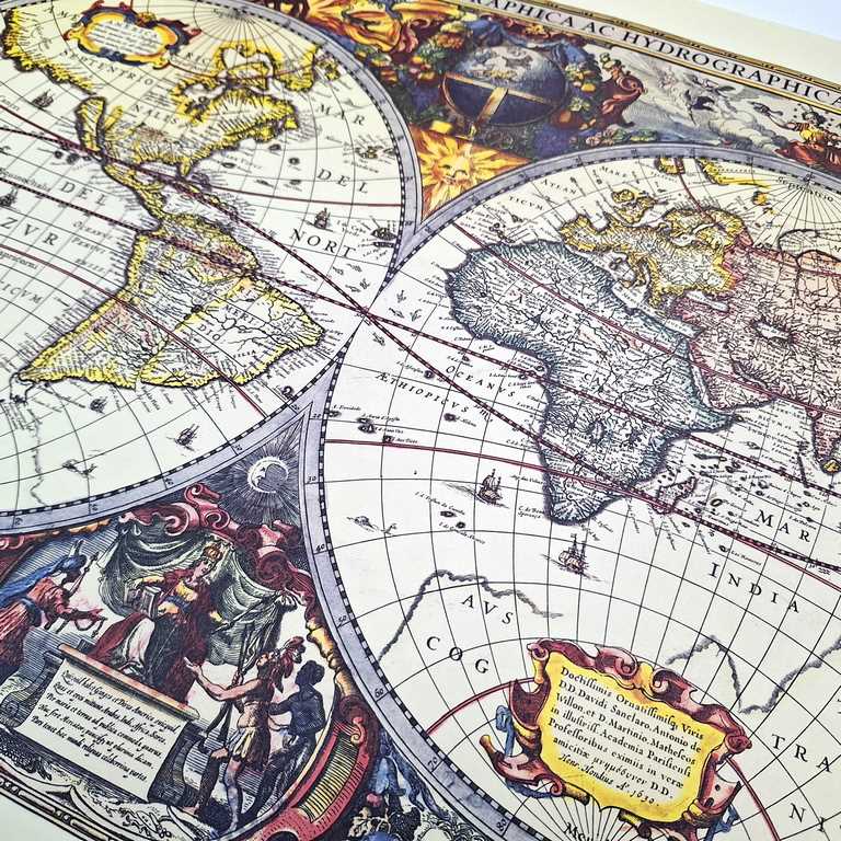 Mapa świata 1630r. - J.Hondius reprint - M1630 - Prezent dla historyka