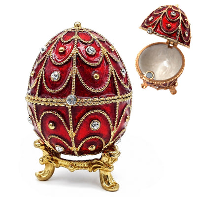 Ekskluzywna metalowa szkatułka z kryształkami - Jajo Fabergé - B0748-17 RD