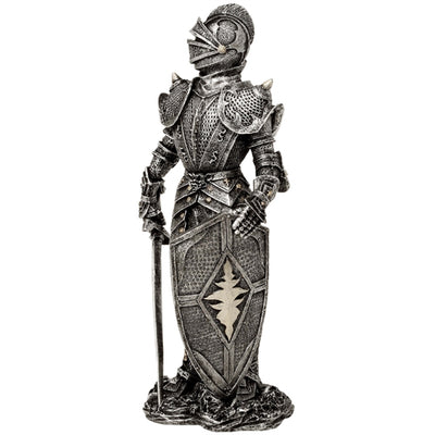Figurka Dekoracyjna Rycerz w Srebrnej Zbroi Wysokość 30 cm - MC-23053