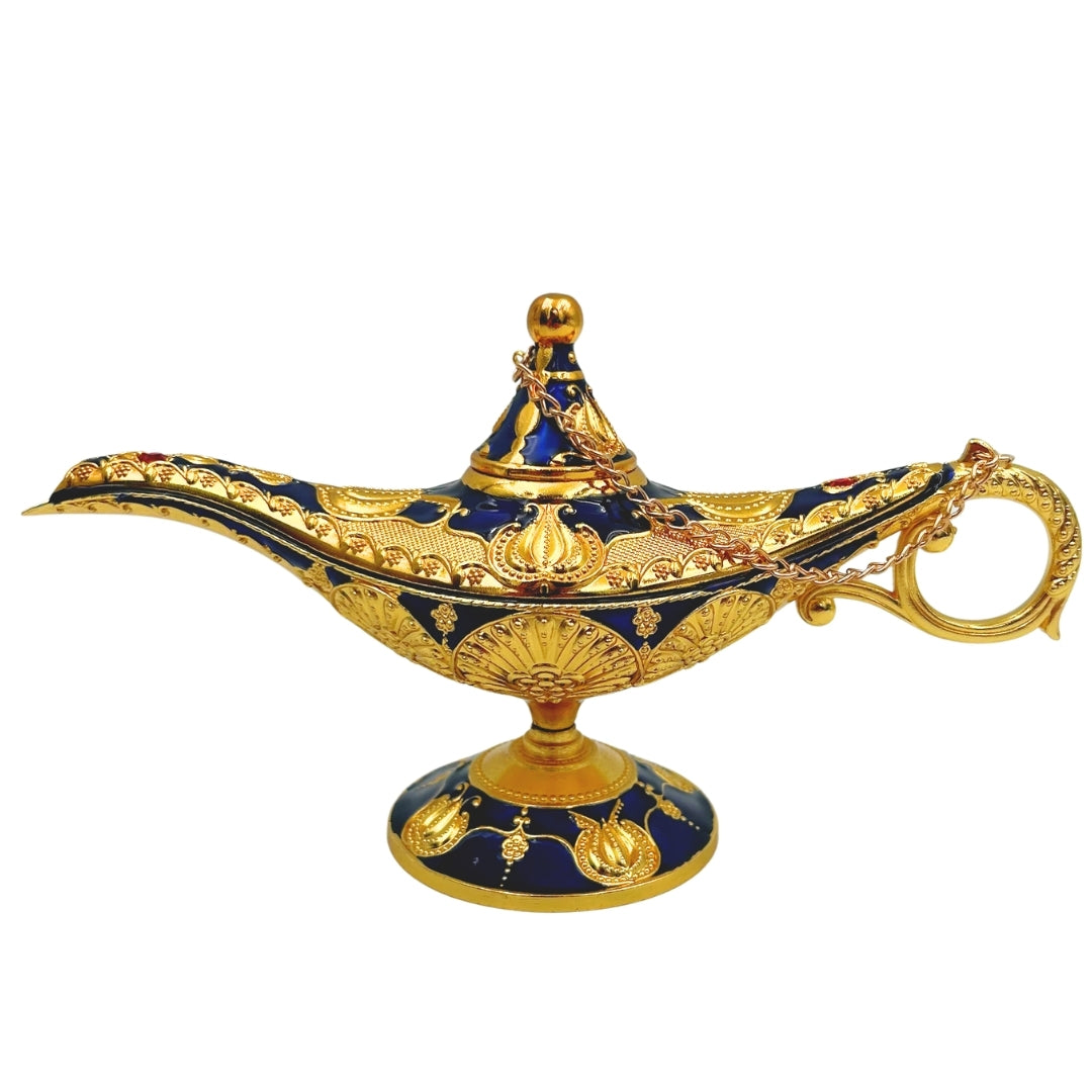 Alladinin LABB-lamppu, jossa on kullanväriset metallikoristeet, tummansininen, 22 x 7 x 11 cm