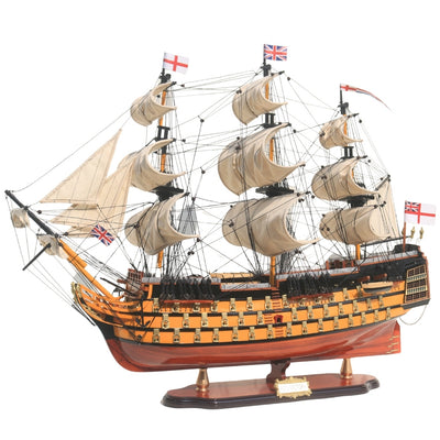 Koottu HMS Victory -purjelaivamalli, 80 cm, kaiverruksella personoitavissa - eksklusiivinen lahja- ja sisustusesine, käsintehty eksoottisesta puusta, korkealaatuinen ja viimeistelty yksityiskohtia myöten