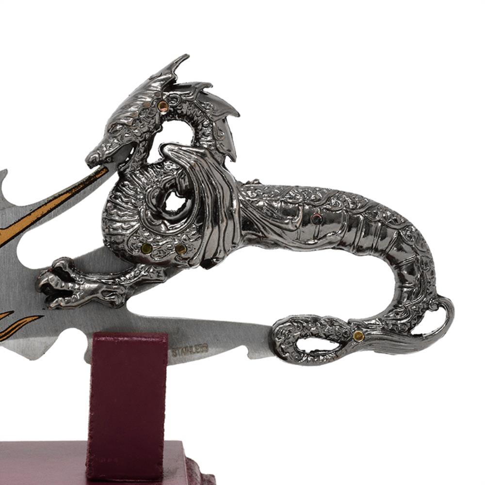 Sztylet dekoracyjny smok na podstawie 19 cm - fantasy - stal nierdzewna – SW-185