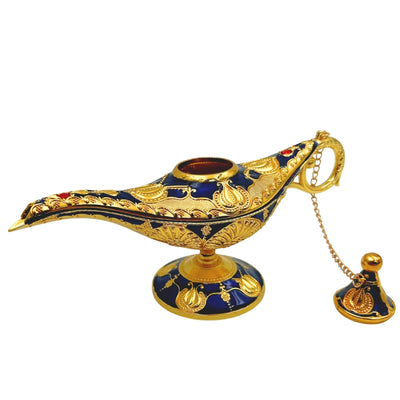 Alladinin LABB-lamppu, jossa on kullanväriset metallikoristeet, tummansininen, 22 x 7 x 11 cm