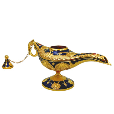 Alladinin LABB-lamppu, jossa on kullanväriset metallikoristeet, tummansininen, 22 x 7 x 11 cm