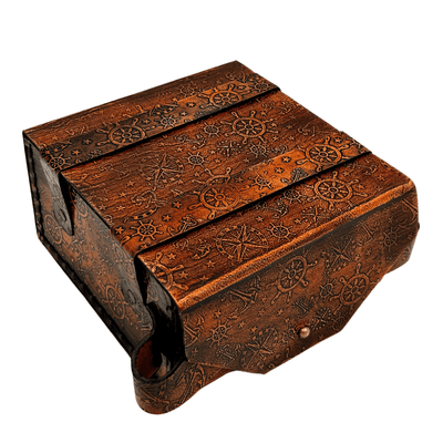 Messinkinen retro sekstantti nahkakotelossa - elegantti navigointiväline kaiverrusmahdollisuudella - täydellinen lahja purjehduksen ja historian ystäville - mitat 13x12x7 cm