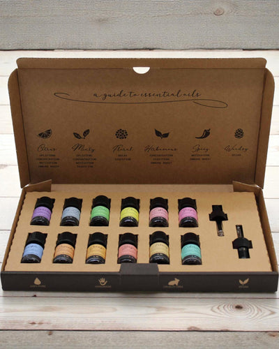 Syksyinen luonnon sopusointu – ylellinen 12 eteerisen öljyn 5 ml sarja pipeteillä