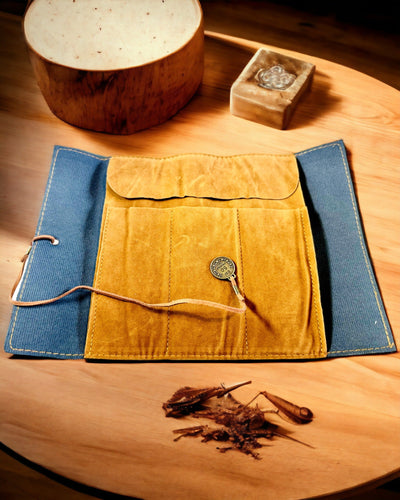 Retro Tummanruskea Nahkainen Penaali Aarre Kartta -teemalla - Tyylikäs Laukku Kirjoitusvälineiden Aarteiden Säilytykseen