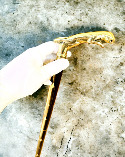 Mango-puinen "Jaguar Elegance" kävelykeppi - mahdollisuus personointiin kaiverruksella