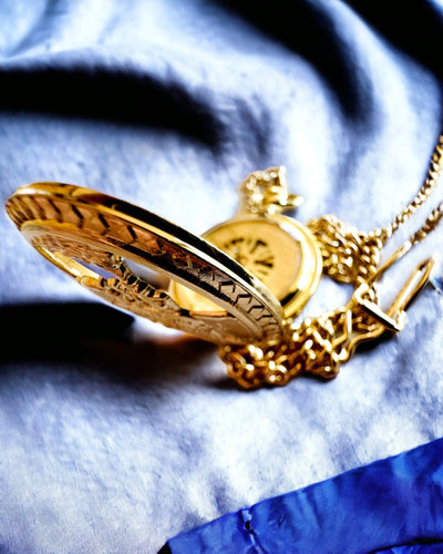 Taskukello "Imperial Train", mahdollisuus personointiin kaiverruksella, kultainen väri