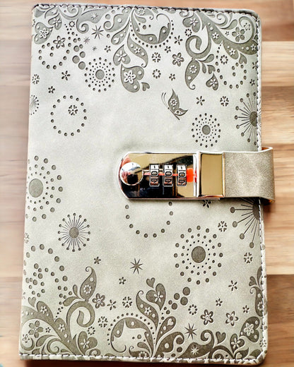 Eksklusiivinen Muistikirja, PU-nahka, A5 Salasanalukolla - "Secret Journal", personointi kaiverruksella