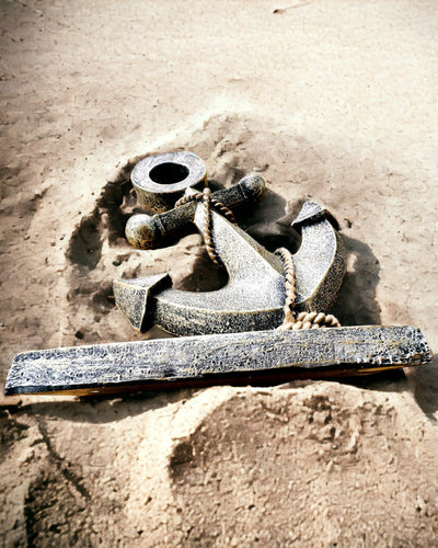 Rustiikkinen Hartsista Valmistettu Ankkuriveistos - "Meren Legenda", ankkurin personointi kaiverruksella