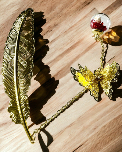 Luova metallinen kirjanmerkki Retro Kirjanmerkki Vintage - Höyhen ja Perhonen Barokkityyliin