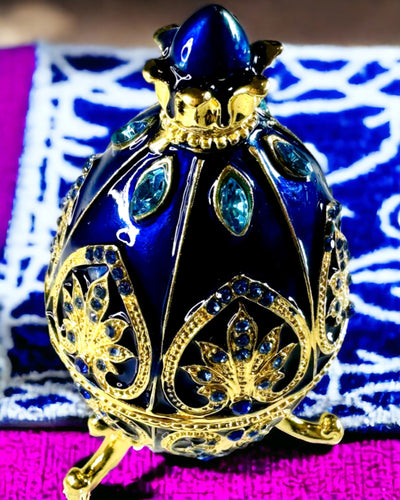 Eksklusiivinen Fabergé-muna - tummansininen väri – Koristeellinen Emalikorurasia