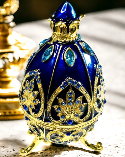Eksklusiivinen Fabergé-muna - tummansininen väri – Koristeellinen Emalikorurasia