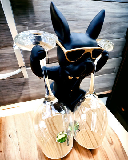 Figurka Bulldog Elegance - Ylellinen lasinpidike, mahdollisuus personointiin kaiverruksella