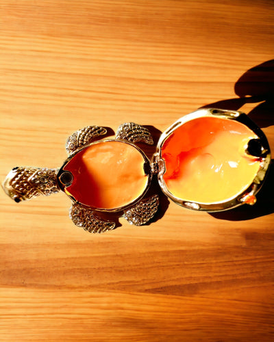 "Kilpikonnaperhe"-rasia - oranssi väri, personointi kaiverruksella