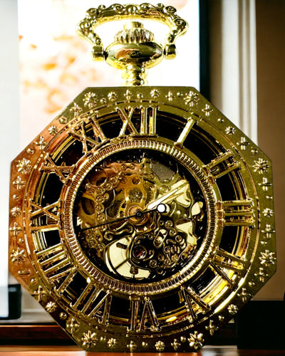 Eksklusiivinen Steampunk-tyylinen Taskukello Näkyvällä Koneistolla - Klassista Eleganssia