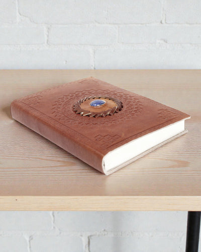 Aurora Lapis – käsin tehty nahkainen muistikirja Lapis Lazuli -kivellä