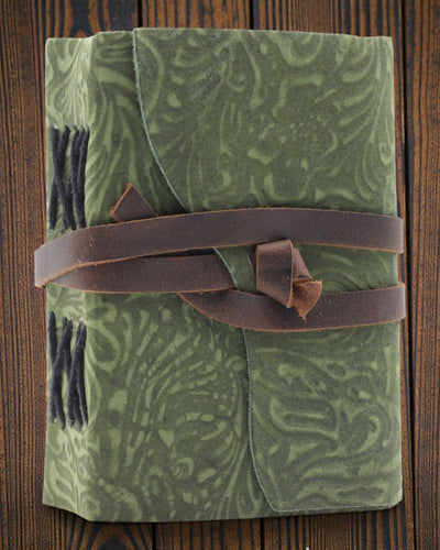 Green Maze Vintage – nahkakantinen muistikirja vanhennetuilla sivuilla 12,7 × 8,9 cm