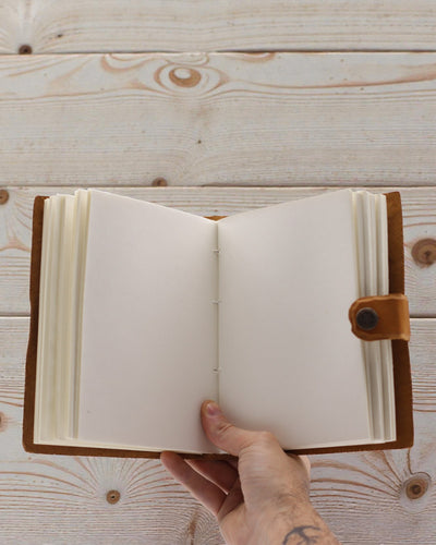 Nahkainen kohokuvioitu kukkavihko – ruskea (17,8 x 12,7 cm)