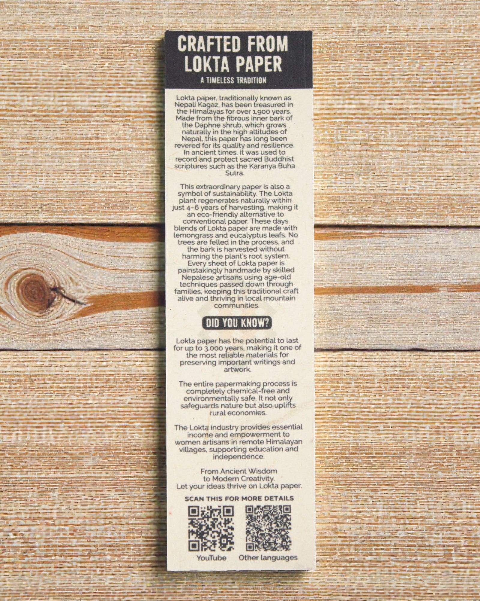 Lokta Perintökirjoitus – suuri muistikirja 21 × 15 cm, 45 arkkia, Sanasi perinteeseen juurtuneina