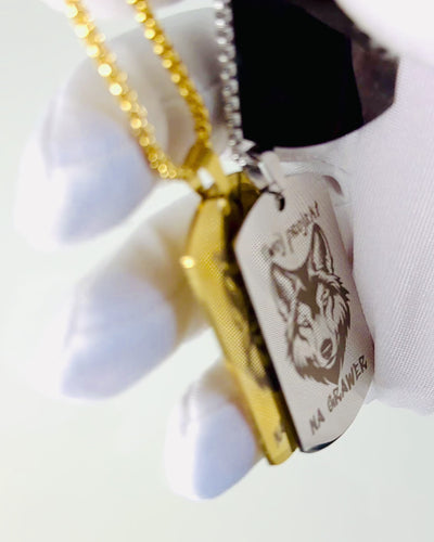 Kaulakoru Sotilaslaatta Kaiverruksella - Retrotyyli Erivärisenä