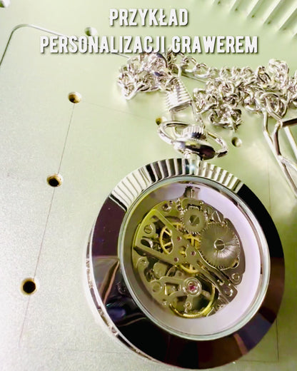 Hopeinen Eksklusiivinen Mekaaninen Taskukello Retro-tyyliin, Vedenkestävä - Eleganssia Joka Tilaisuuteen, kaiverruksella