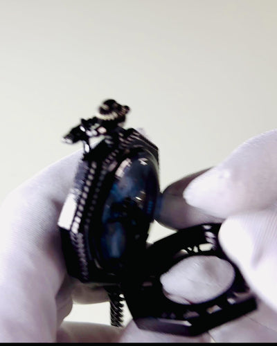 Klassinen Musta Steampunk Kahdeksankulmainen Mekaaninen Taskukello, Kaiverrus