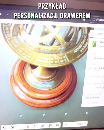 Messinkinen "AstroGlobe"-armilla, 13 cm korkea, Käsintehty kaiverrusvaihtoehdolla, koriste toimistoon