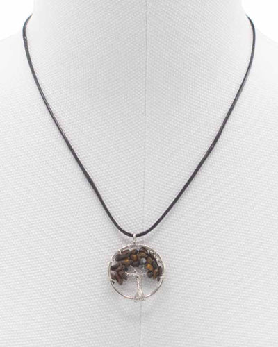 Elämänpuu-kaulakoru Suoja ja Itsevarmuus – Tiikerinsilmä