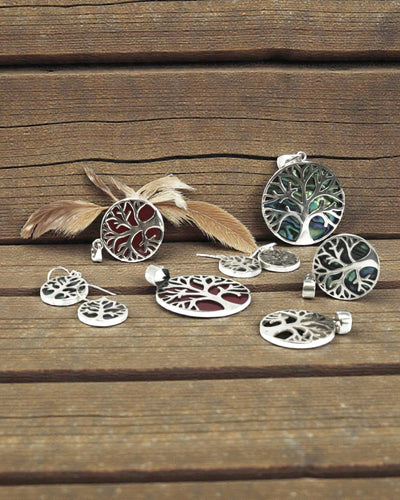 Hopeinen riipus Elämänpuu 30 mm – Coral Spirit